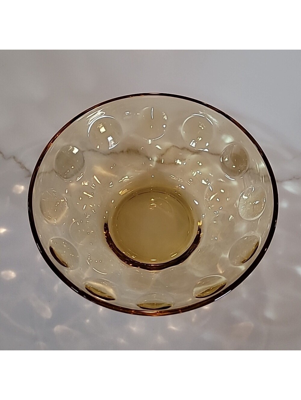 Hazel Atlas Coin Dot Dish, Reflection-Amber, Eldorado Gold, Thumbprint, Vintage